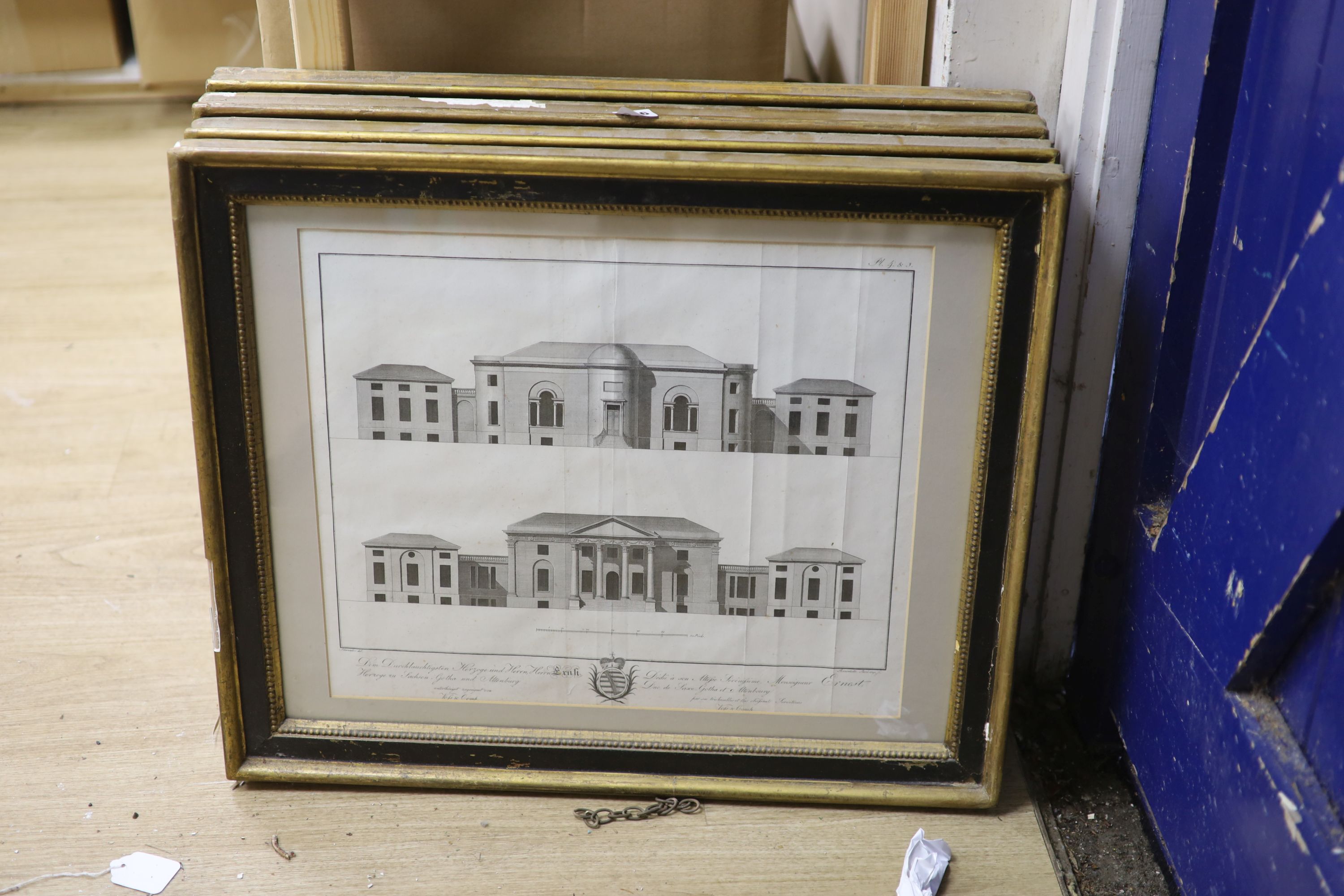 Raimonette after Schwender, set of four engravings, Architectural studies, 41 x 48cm